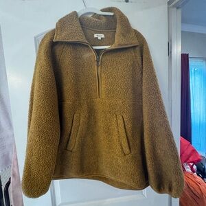 Madewell Tan Sherpa Zip-Up Jacket